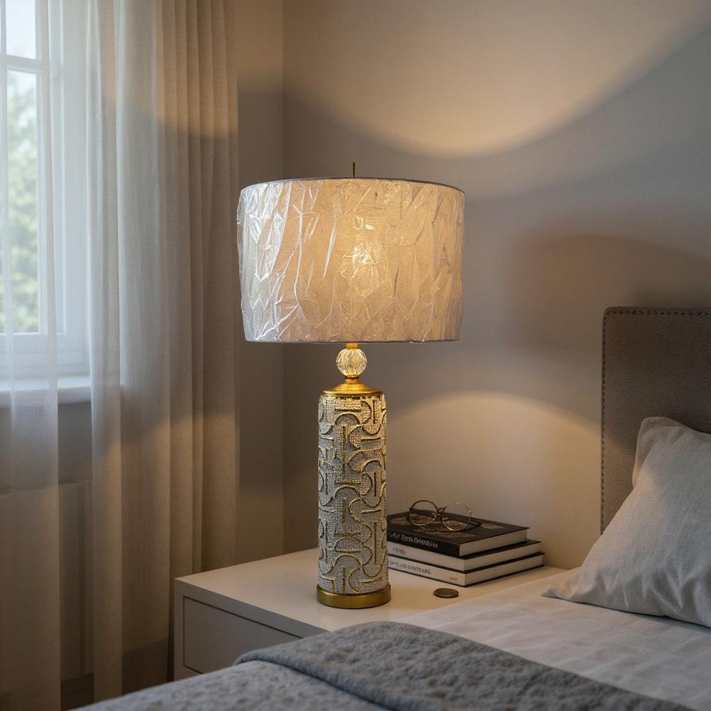Golden Elegance Ceramic Cutwork Table Lamp